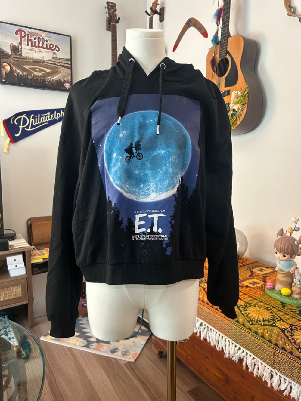H&M Black Hoodie with Blue Moon ET Graphic